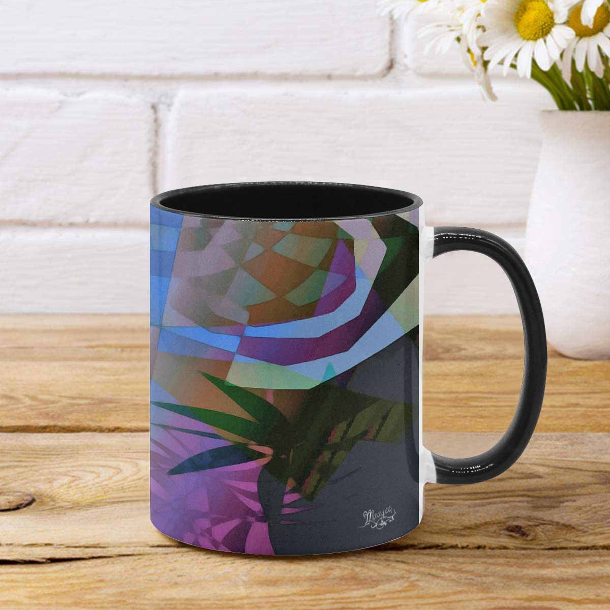 Coffee Mug, tea cup, black core, abstract, design 35