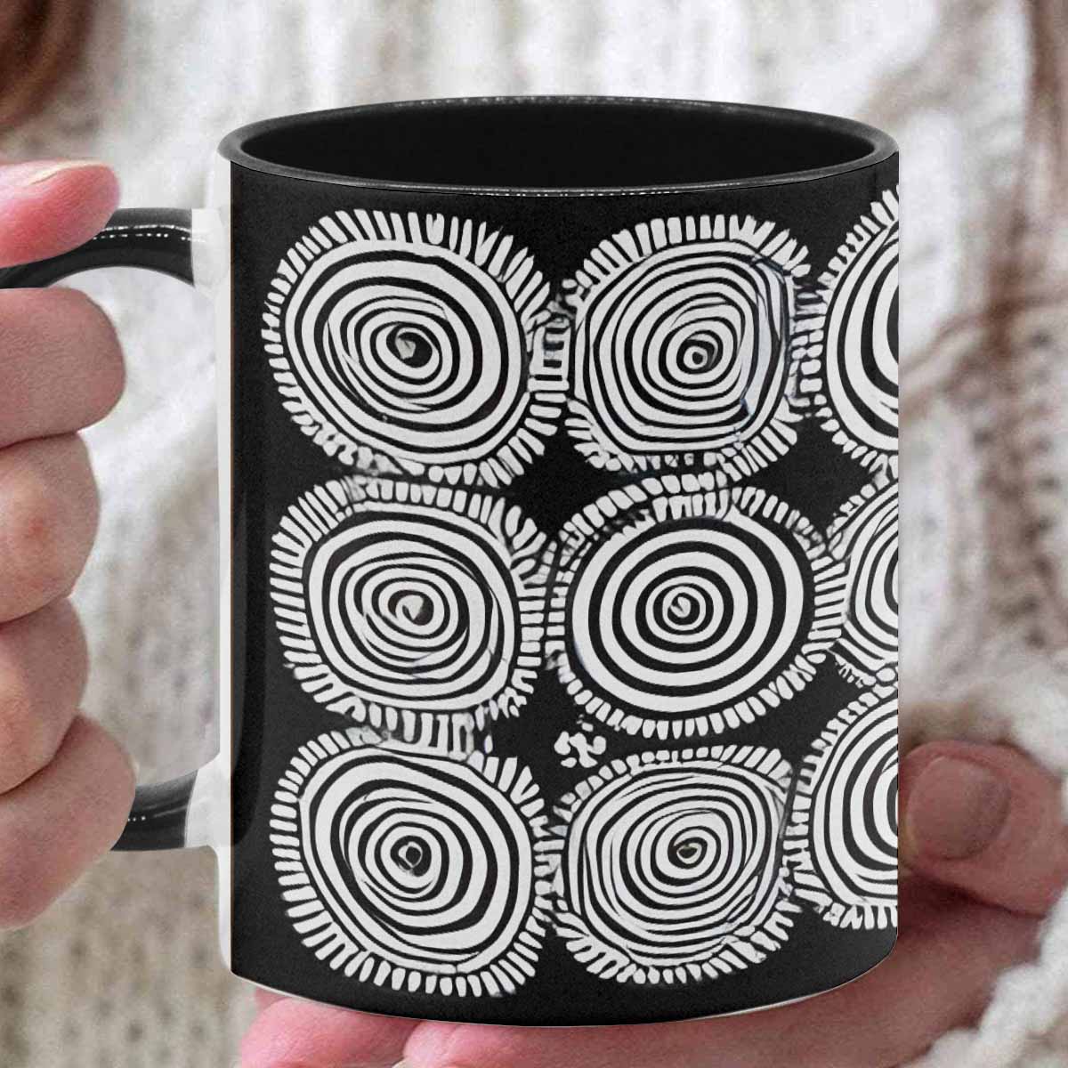 Coffee Mug, tea cup, black core, abstract, design 26