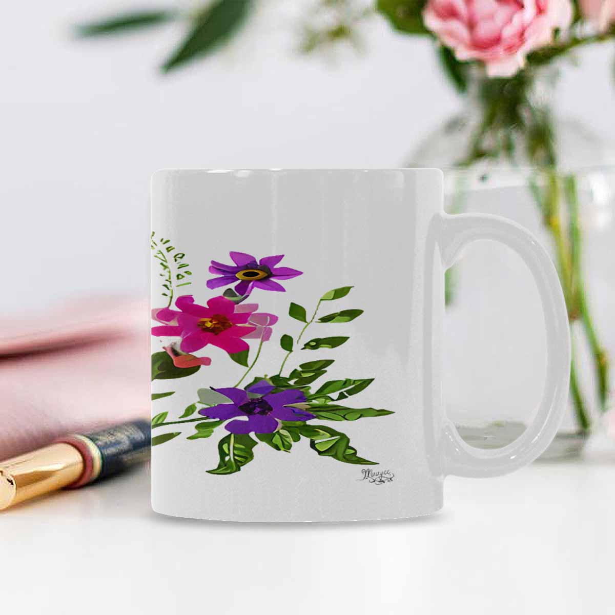 Quality Mug, coffee mug, tea cup, Bright florals, Set 2, design 93