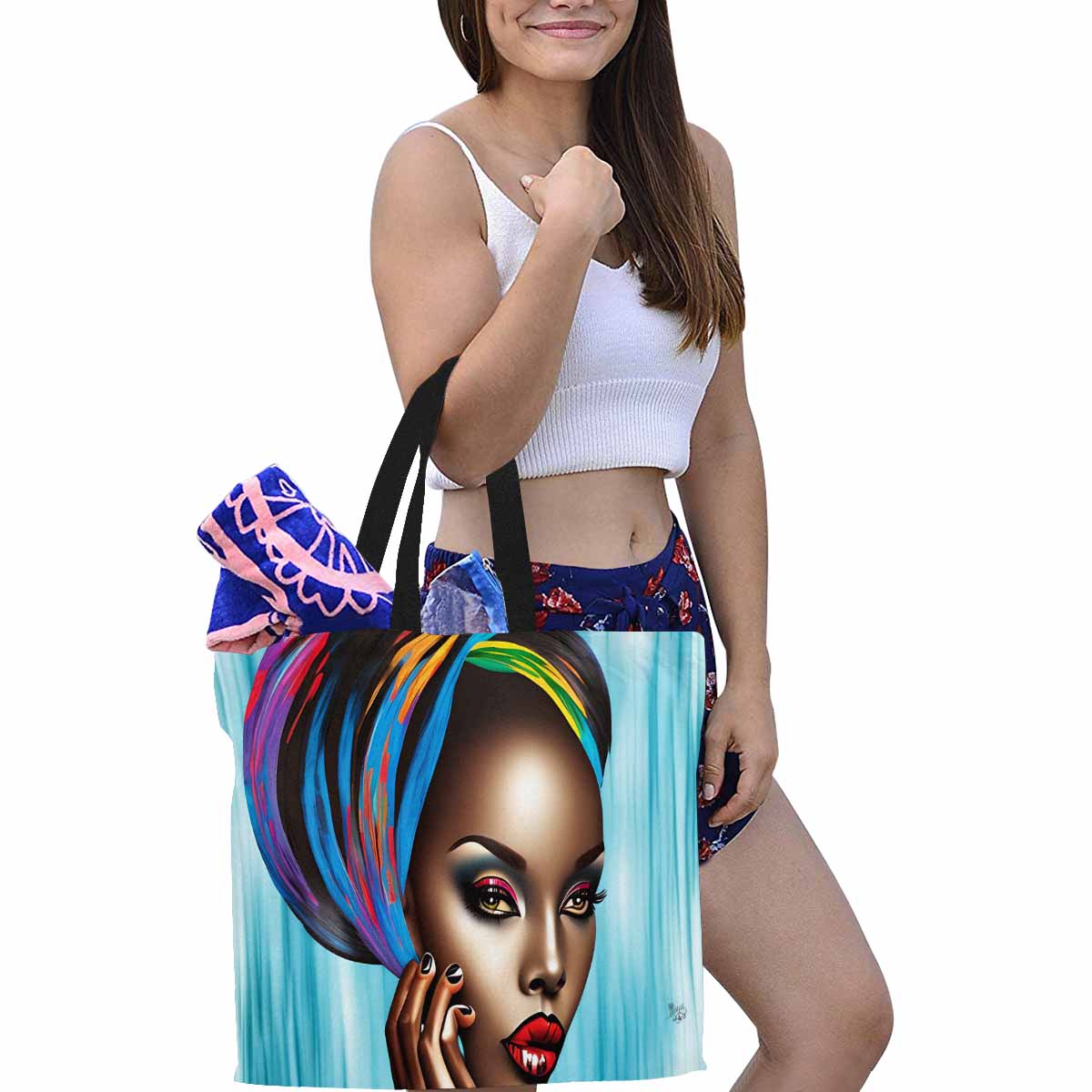 Canvas tote bag, Large, Black Faces, Set 1, design 23