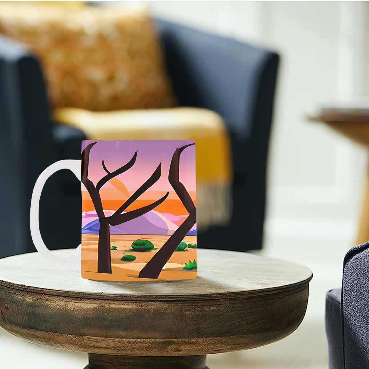 Coffee Mug, tea cup, desert scene, design 84