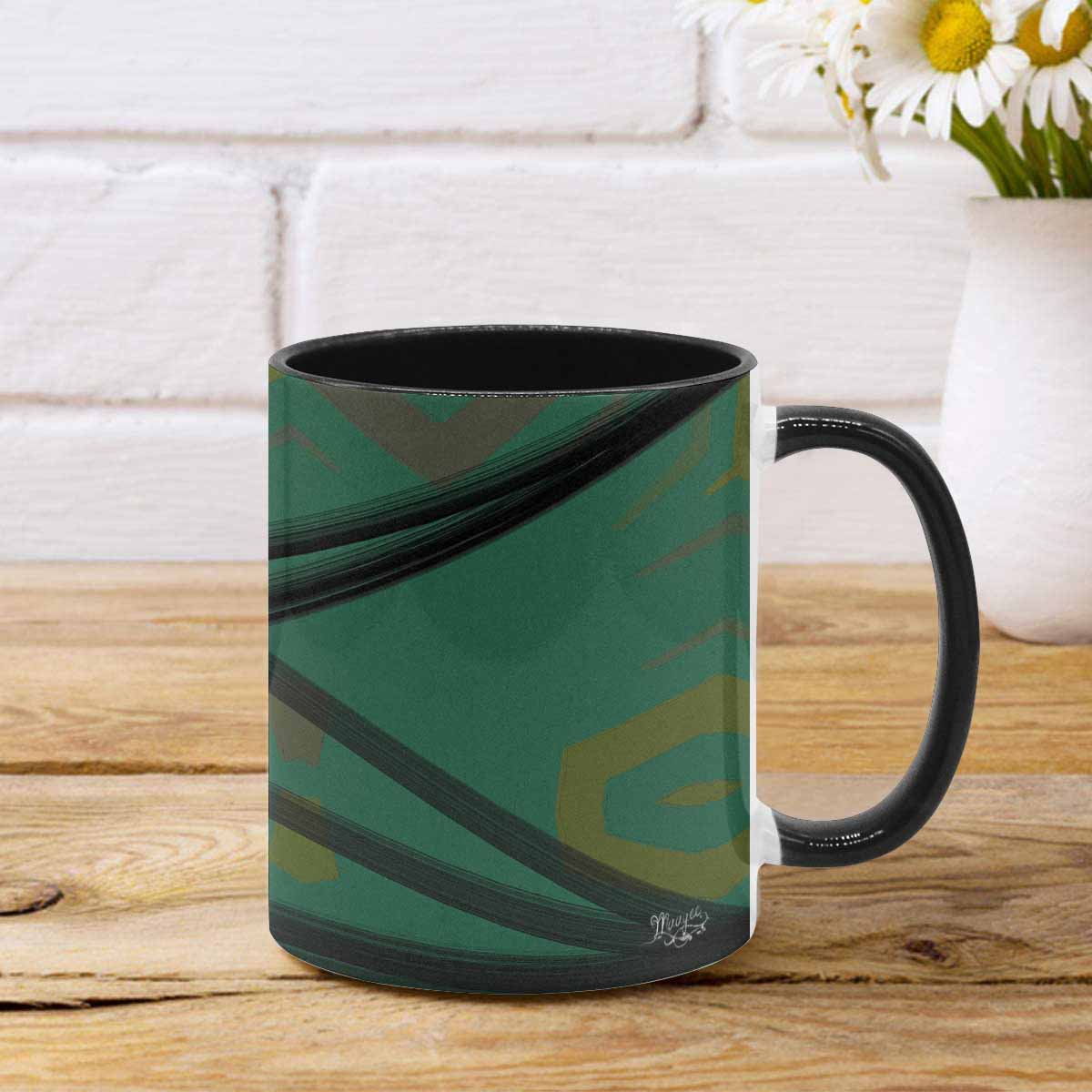 Coffee Mug, tea cup, black core, abstract, design 84