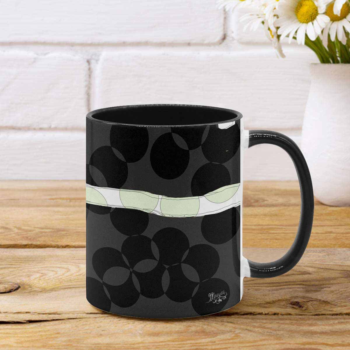 Coffee Mug, tea cup, black core, abstract, design 79