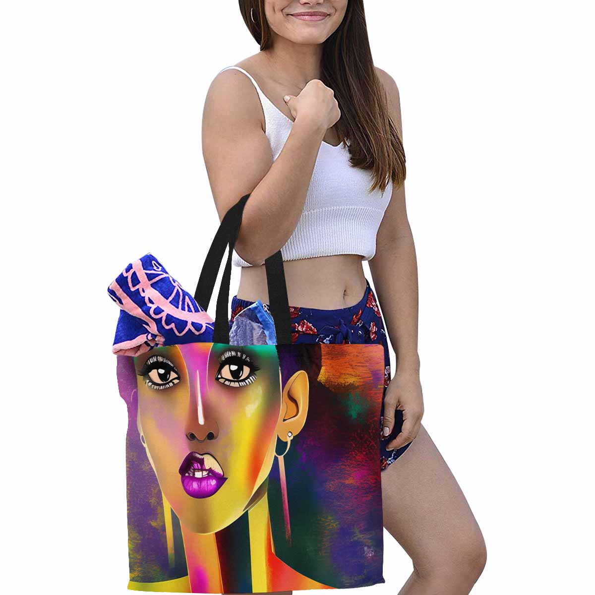 Canvas tote bag, Large, Black Faces, Set 1, design 25