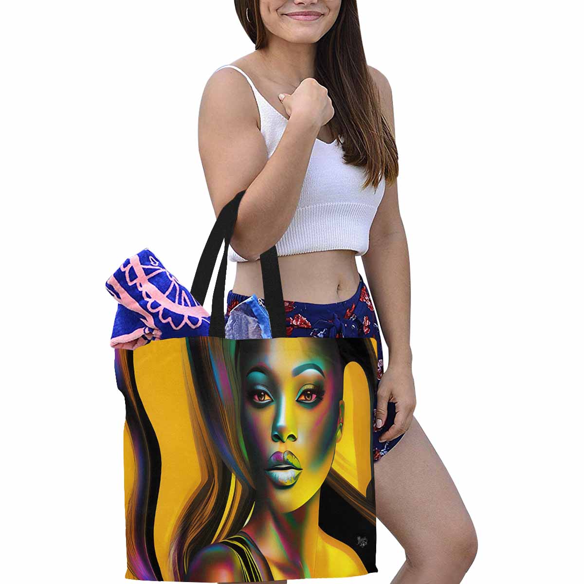 Canvas tote bag, Large, Black Faces, Set 1, design 42