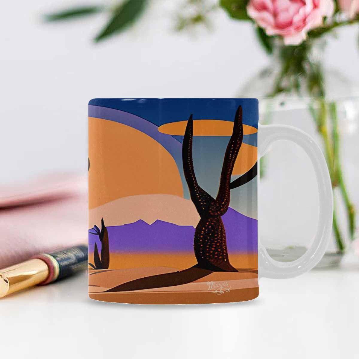 Coffee Mug, tea cup, desert scene, design 45