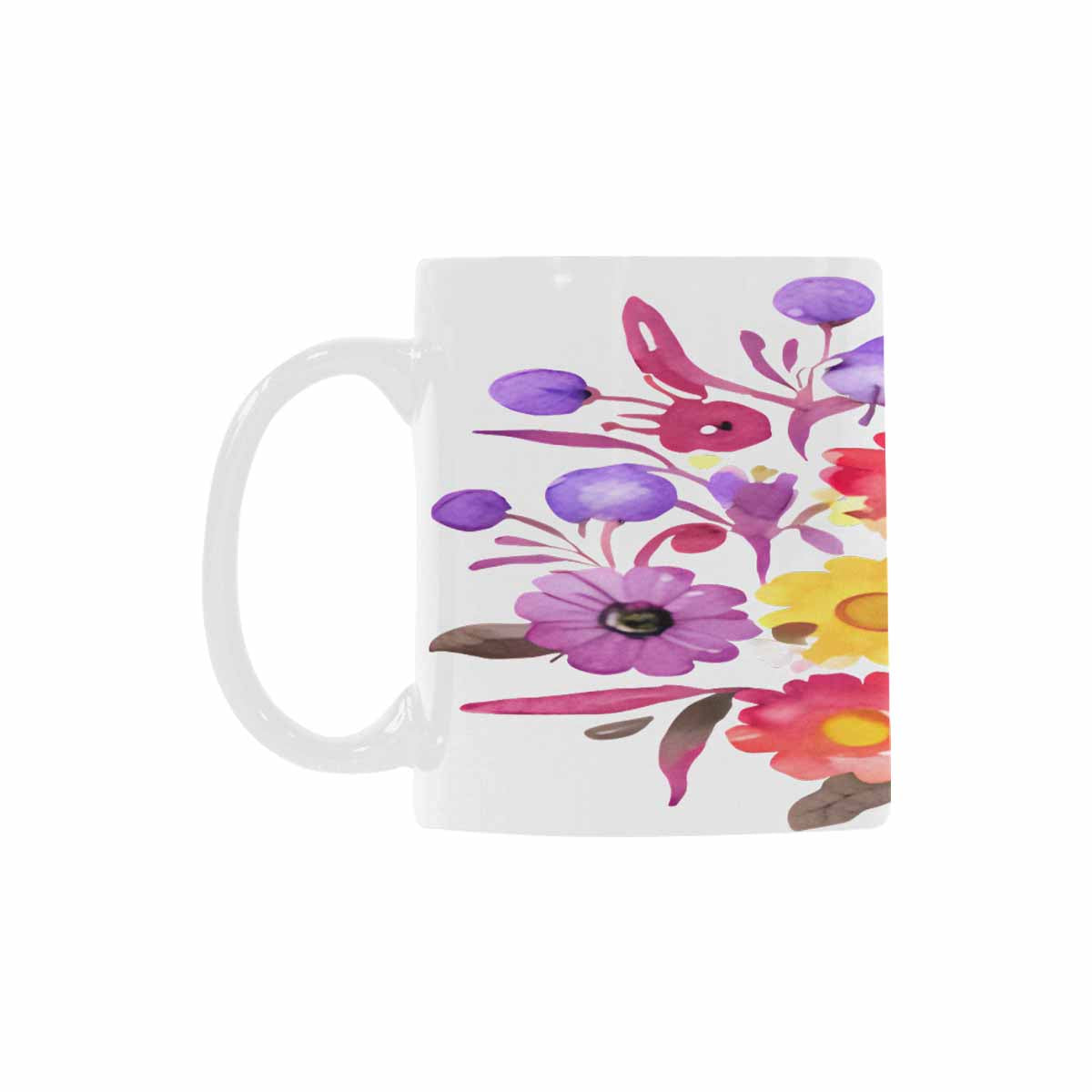 USA made Quality Mug, coffee mug, tea cup, Bright florals, Set 2, design 36