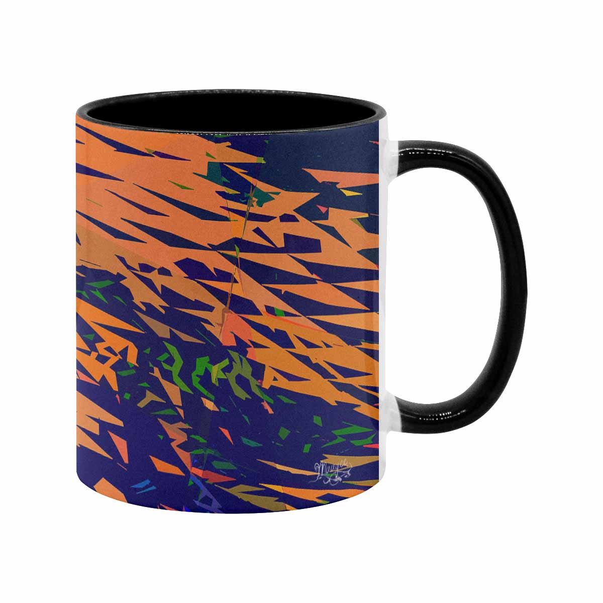 Coffee Mug, tea cup, black core, abstract, design 102