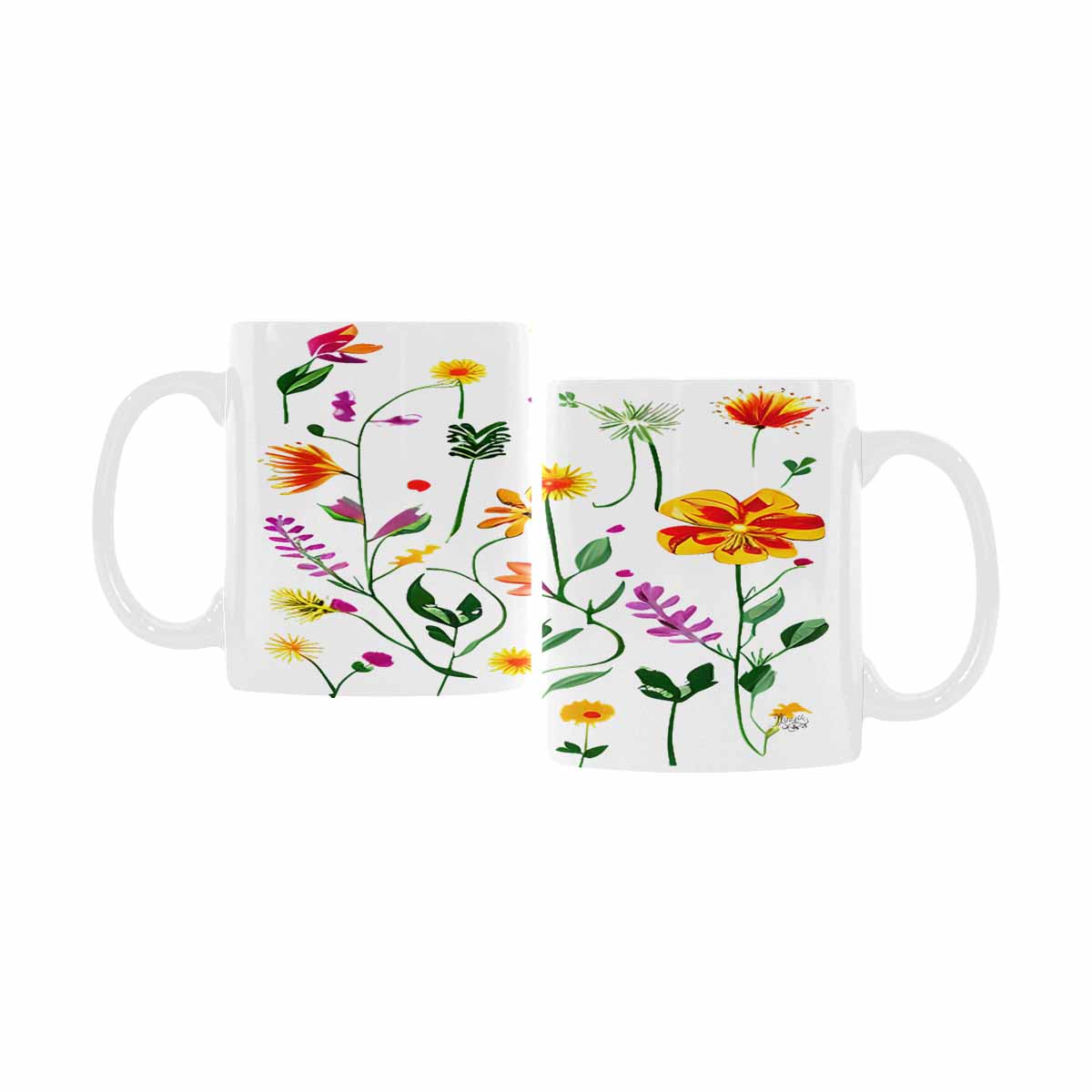 USA made Quality Mug, coffee mug, tea cup, Bright florals, Set 2, design 69