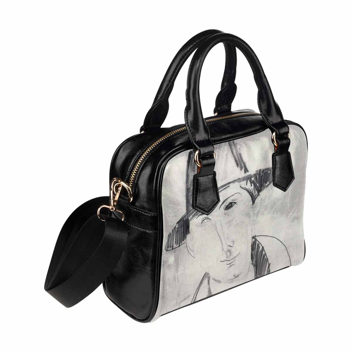 Shoulder PU Leather handbag, Modigliani design, choice of 2 colors, Mario Varvogli