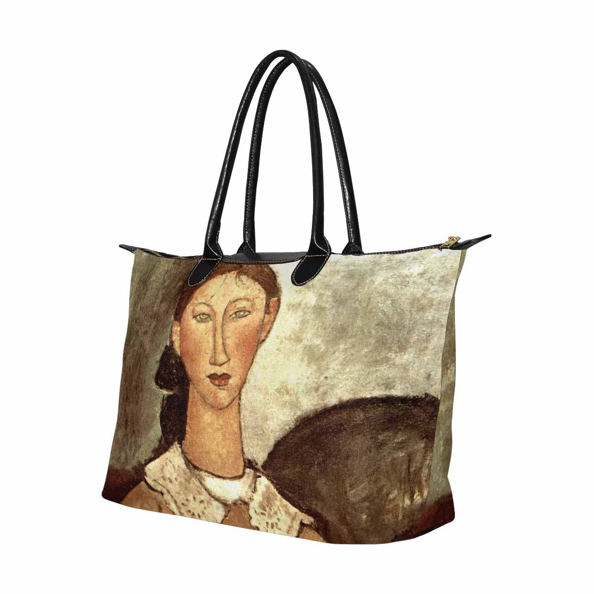 Classic handbag, Modigliani design, choice of 2 colors, Girl in a yellow dress