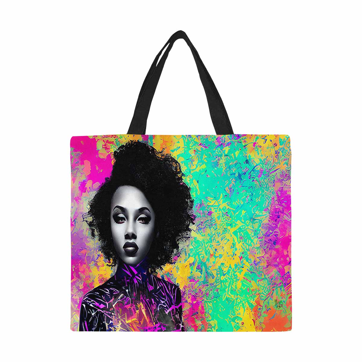 Canvas tote bag, Large, Black Faces, Set 1, design 46