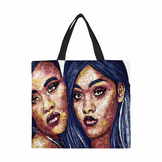 Canvas tote bag, Large, Black Faces, Set 1, design 18