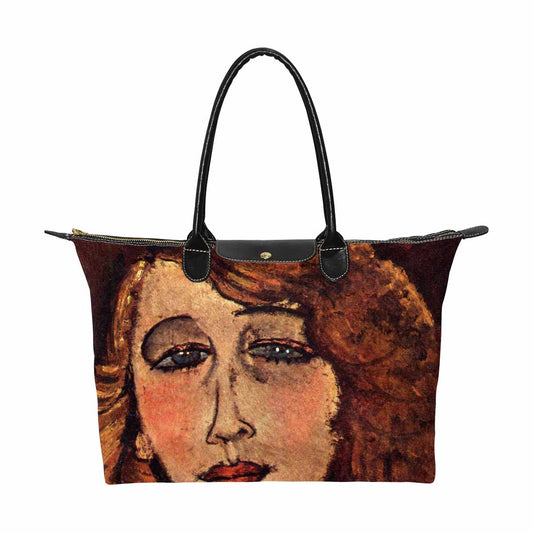 Classic handbag, Modigliani design, choice of 2 colors, Lady with a green cross