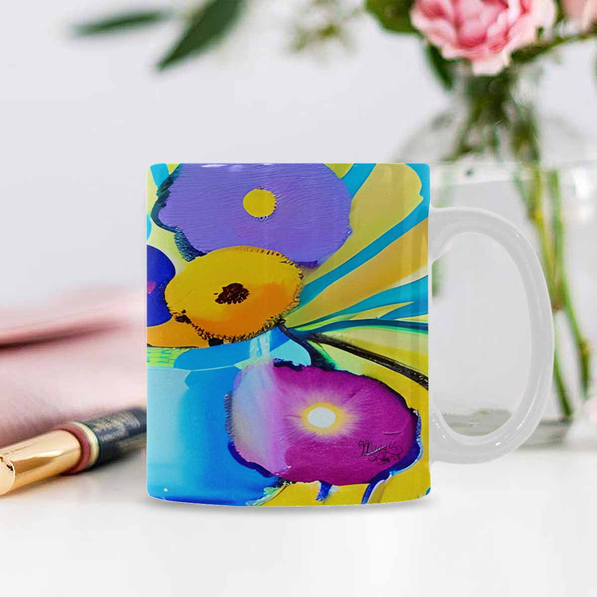 Quality Mug, coffee mug, tea cup, Bright florals, Set 1, Design 70