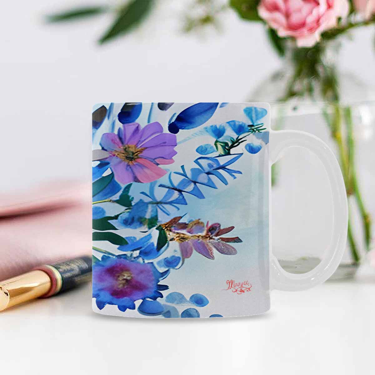 USA made Quality Mug, coffee mug, tea cup, Bright florals, Set 1, Design 20