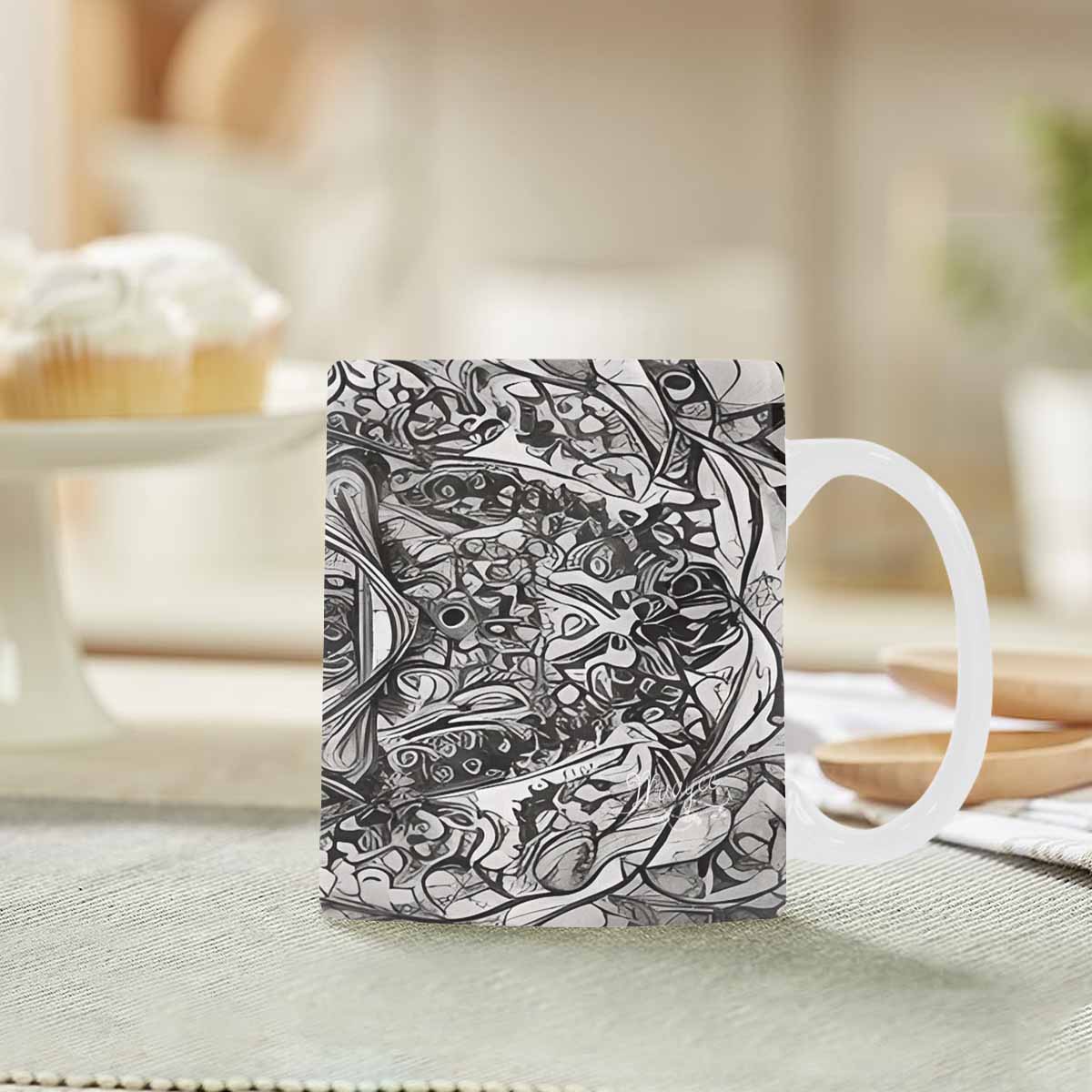 Quality Mug, coffee mug, tea cup, B & W Abstract, Set 1, design 22