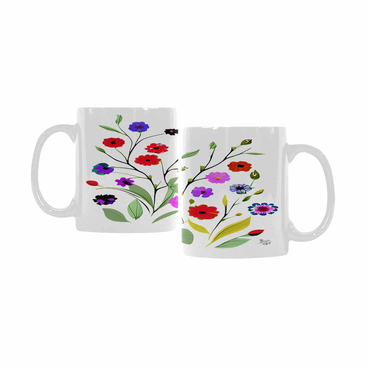 Quality Mug, coffee mug, tea cup, Bright florals, Set 2, design 76