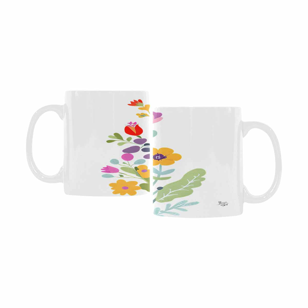 USA made Quality Mug, coffee mug, tea cup, Bright florals, Set 2, design 57