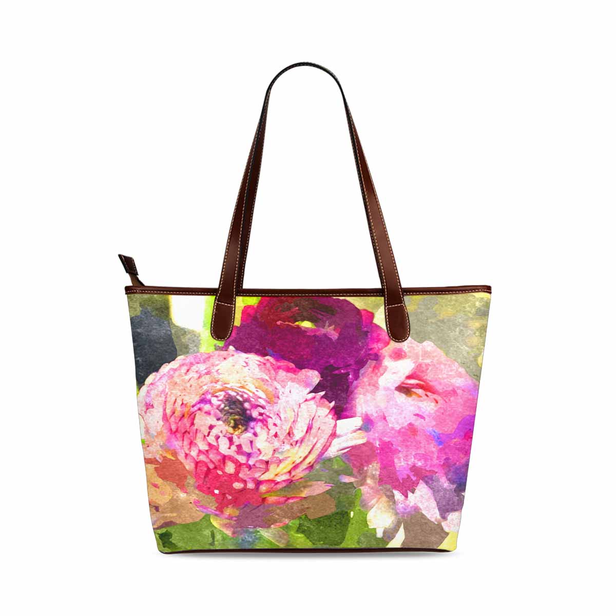 Classic Fabric handbag, watercolor floral, design 211