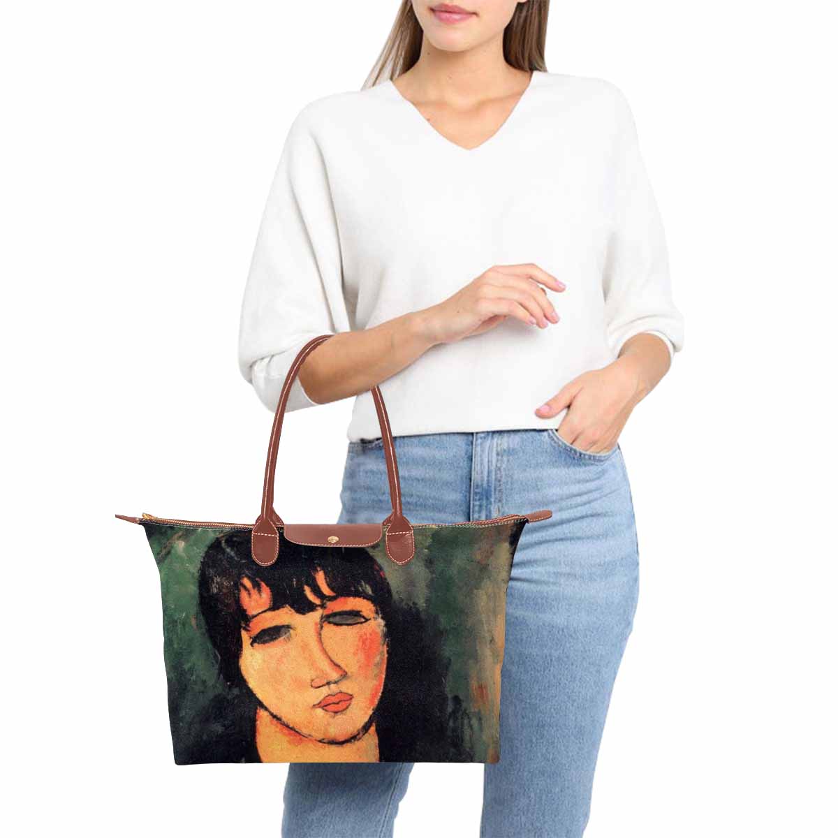 Classic handbag, Modigliani design, choice of 2 colors, Housemaid