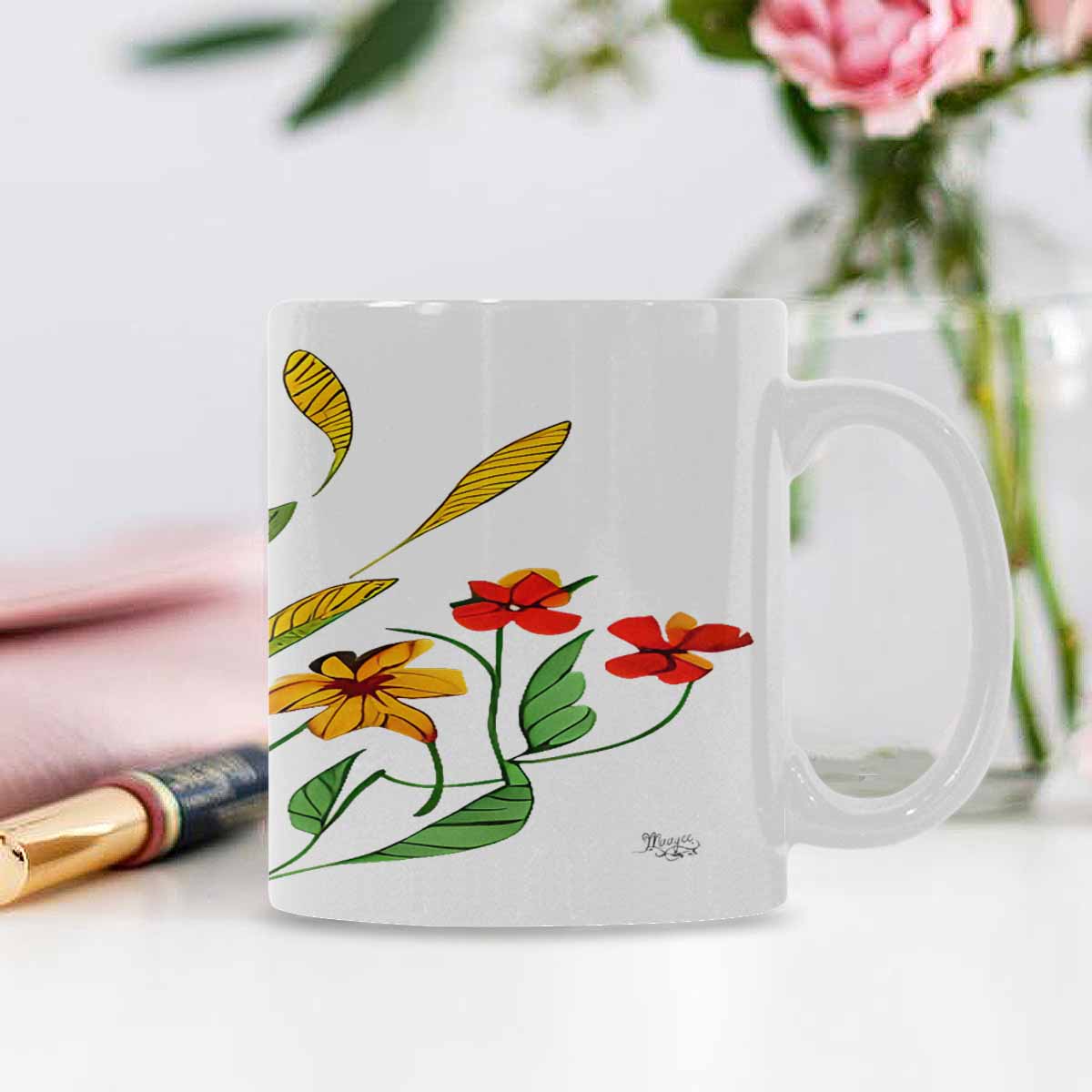 Quality Mug, coffee mug, tea cup, Bright florals, Set 2, design 83
