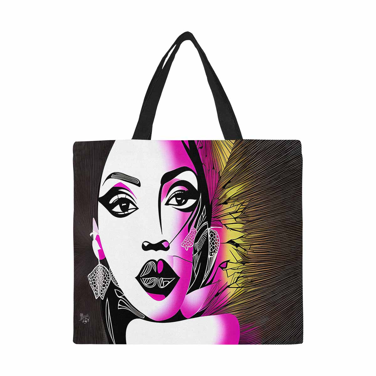 Canvas tote bag, Large, Black Faces, Set 1, design 44