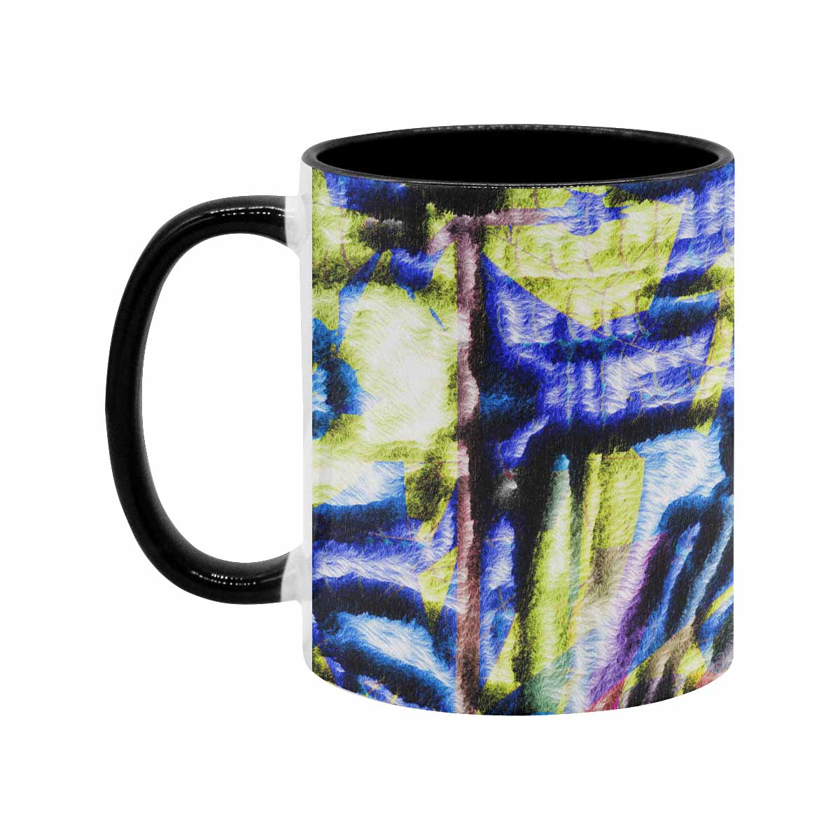 Coffee Mug, tea cup, black core, abstract, design 5