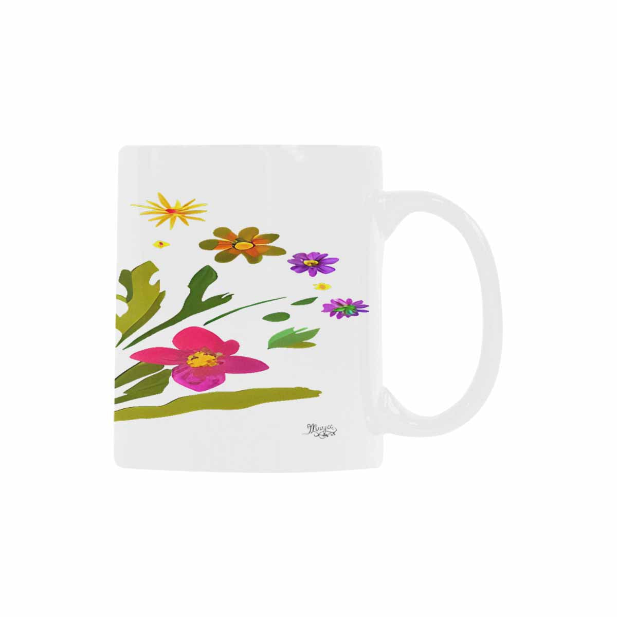 USA made Quality Mug, coffee mug, tea cup, Bright florals, Set 2, design 74