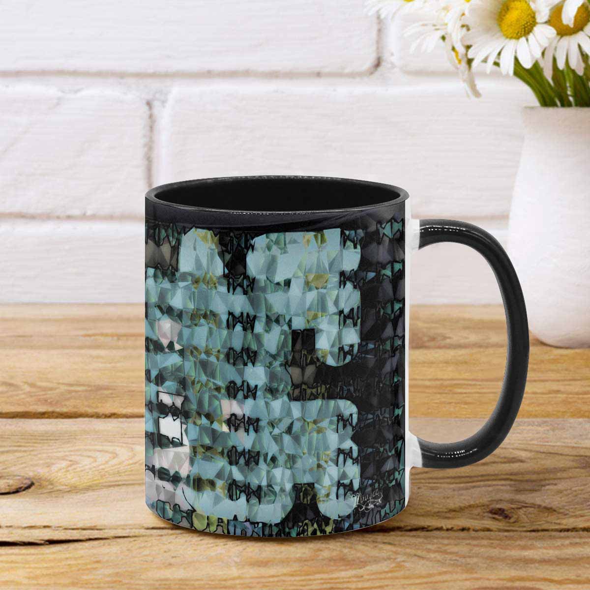 Coffee Mug, tea cup, black core, abstract, design 51