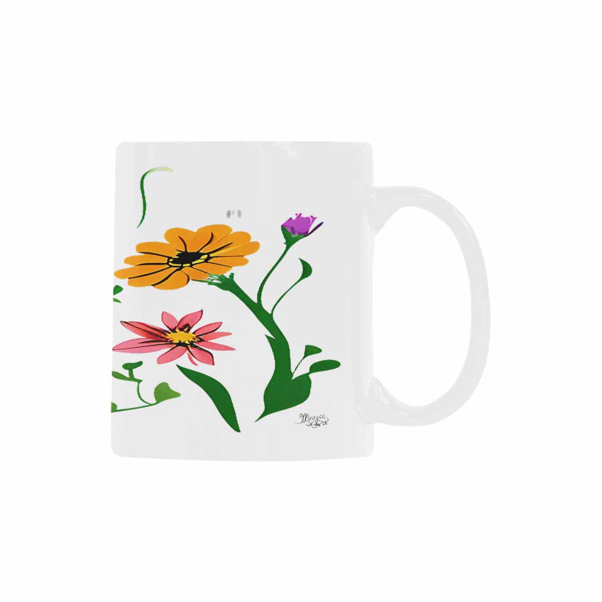 USA made Quality Mug, coffee mug, tea cup, Bright florals, Set 2, design 92