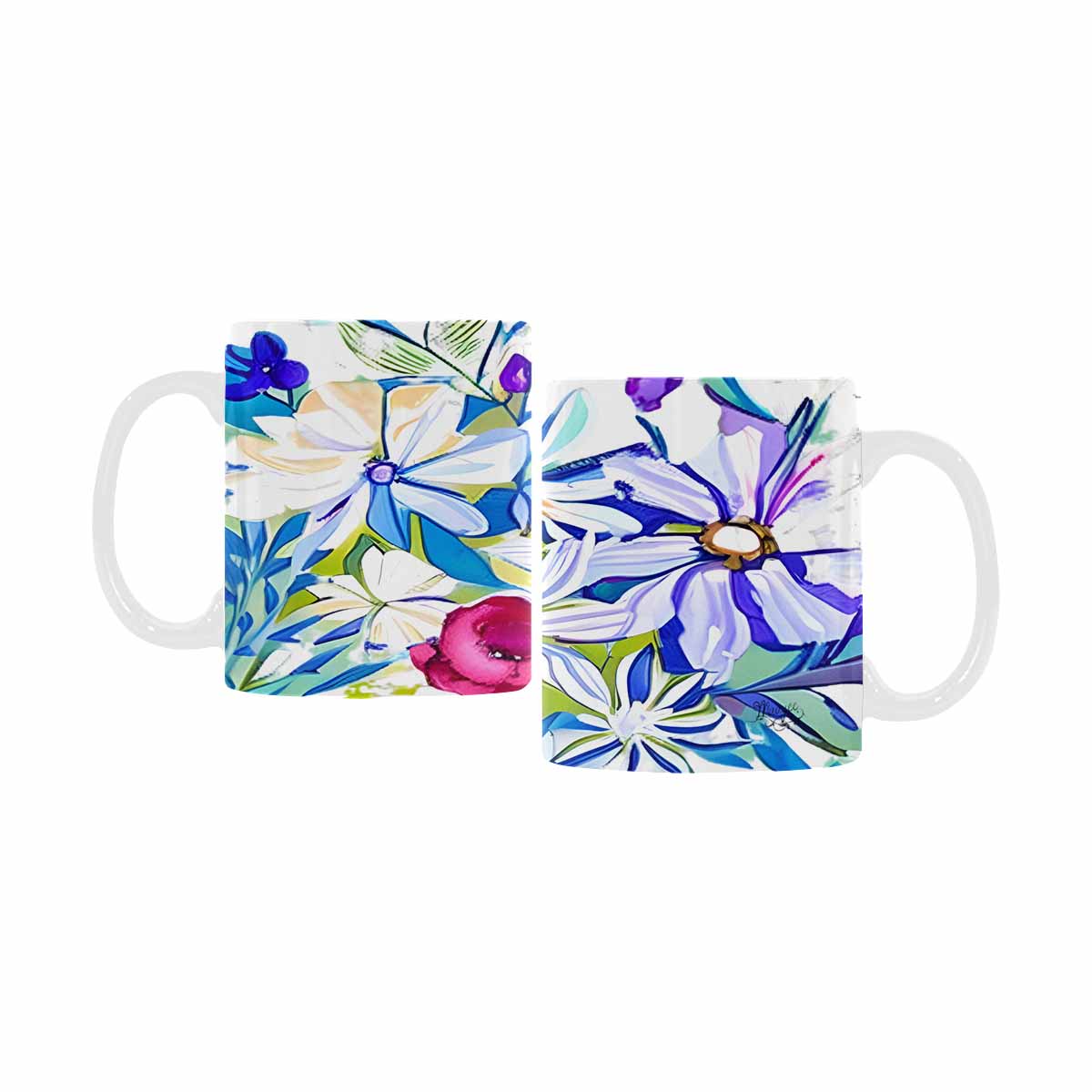 USA made Quality Mug, coffee mug, tea cup, Bright florals, Set 1A, Design 7