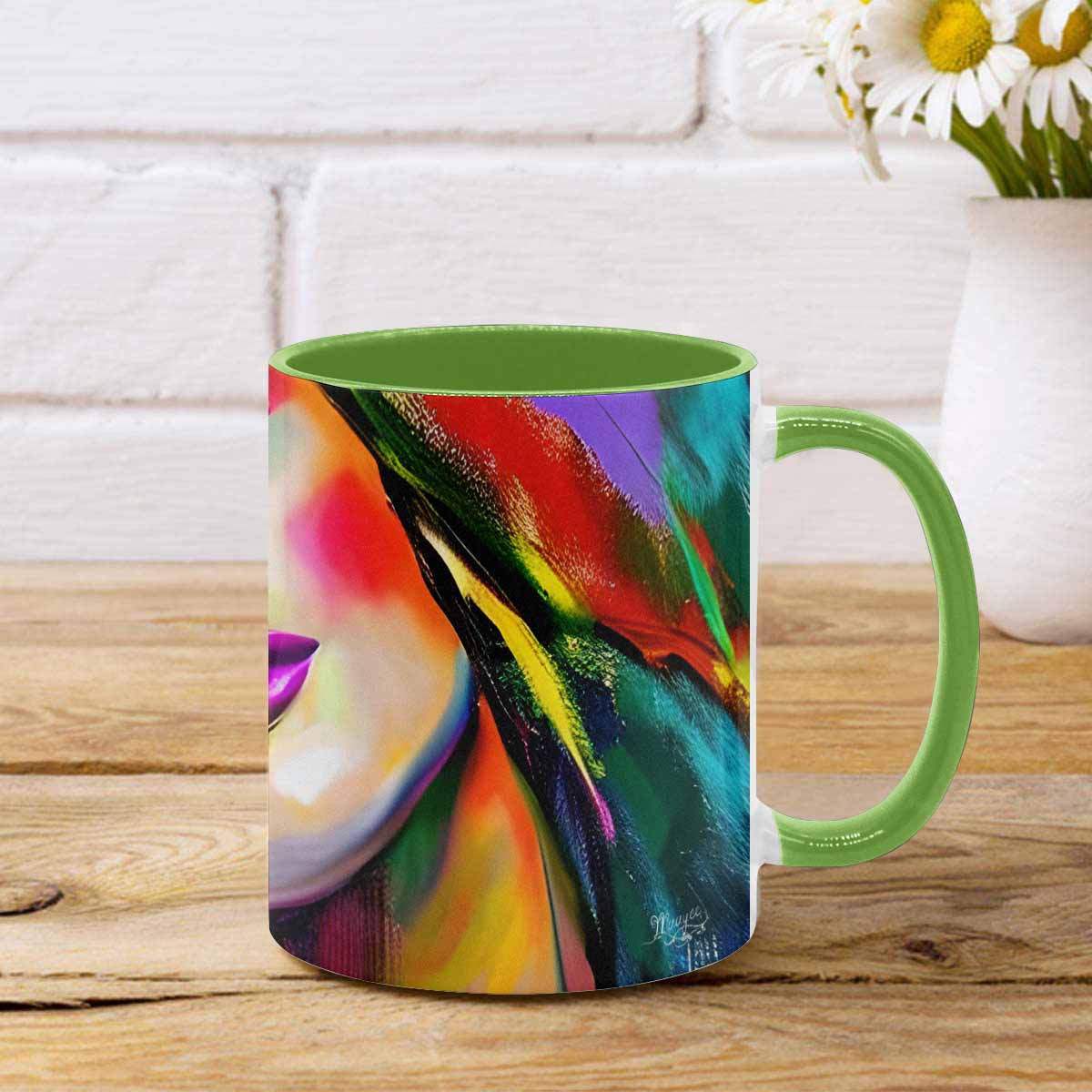 Color Coffee Mug, tea cup, caucasian Face, design 24