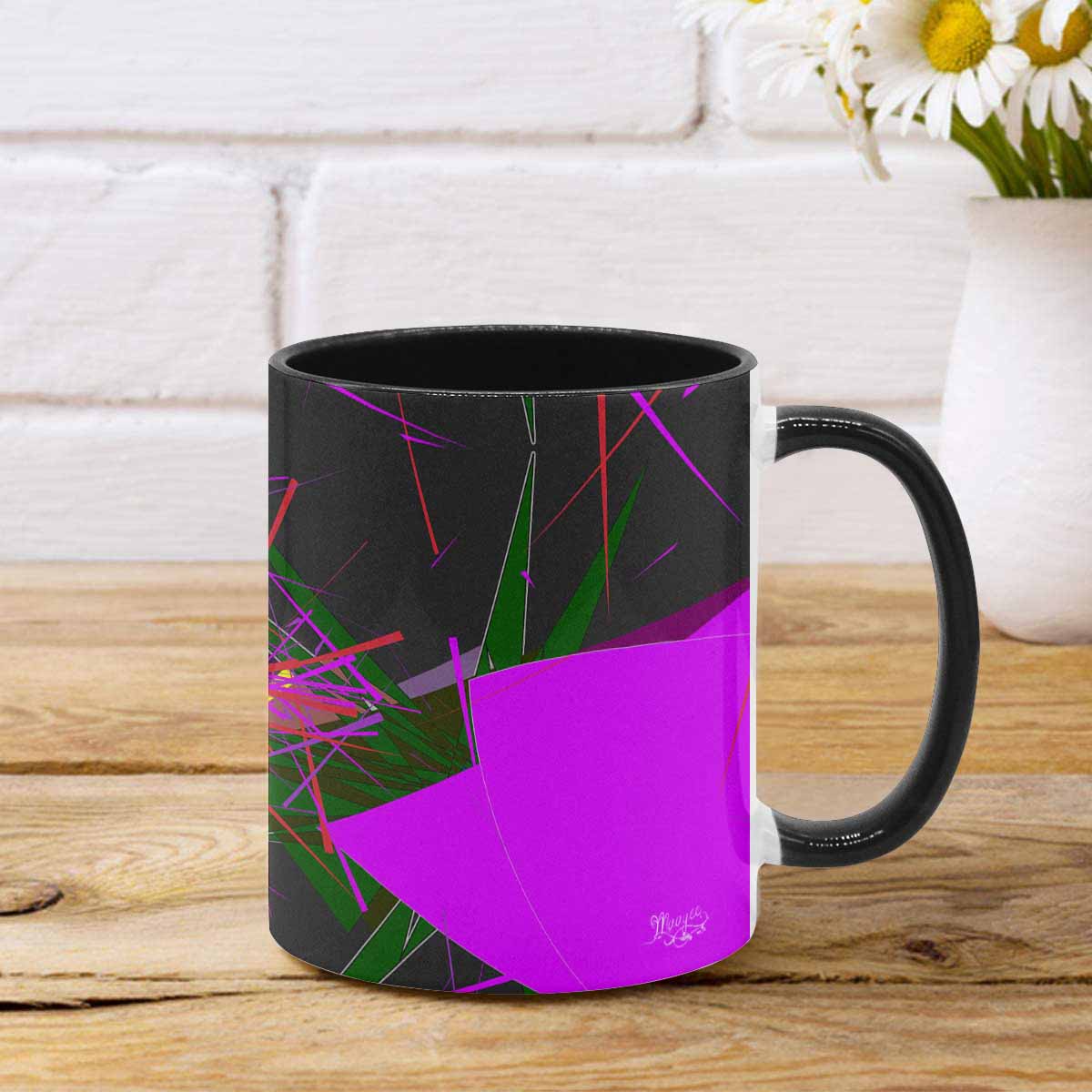 Coffee Mug, tea cup, black core, abstract, design 13