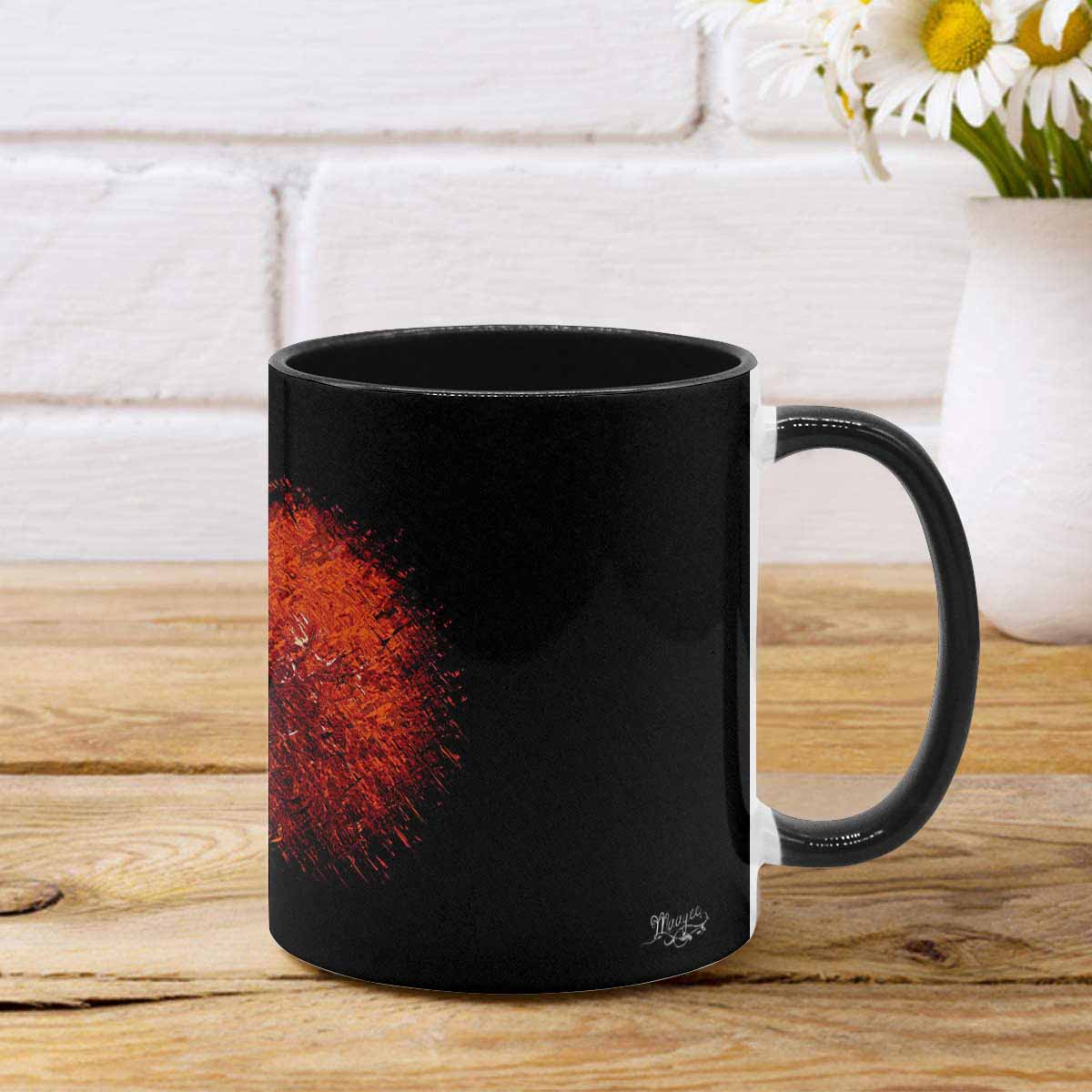 Coffee Mug, tea cup, black core, abstract, design 32