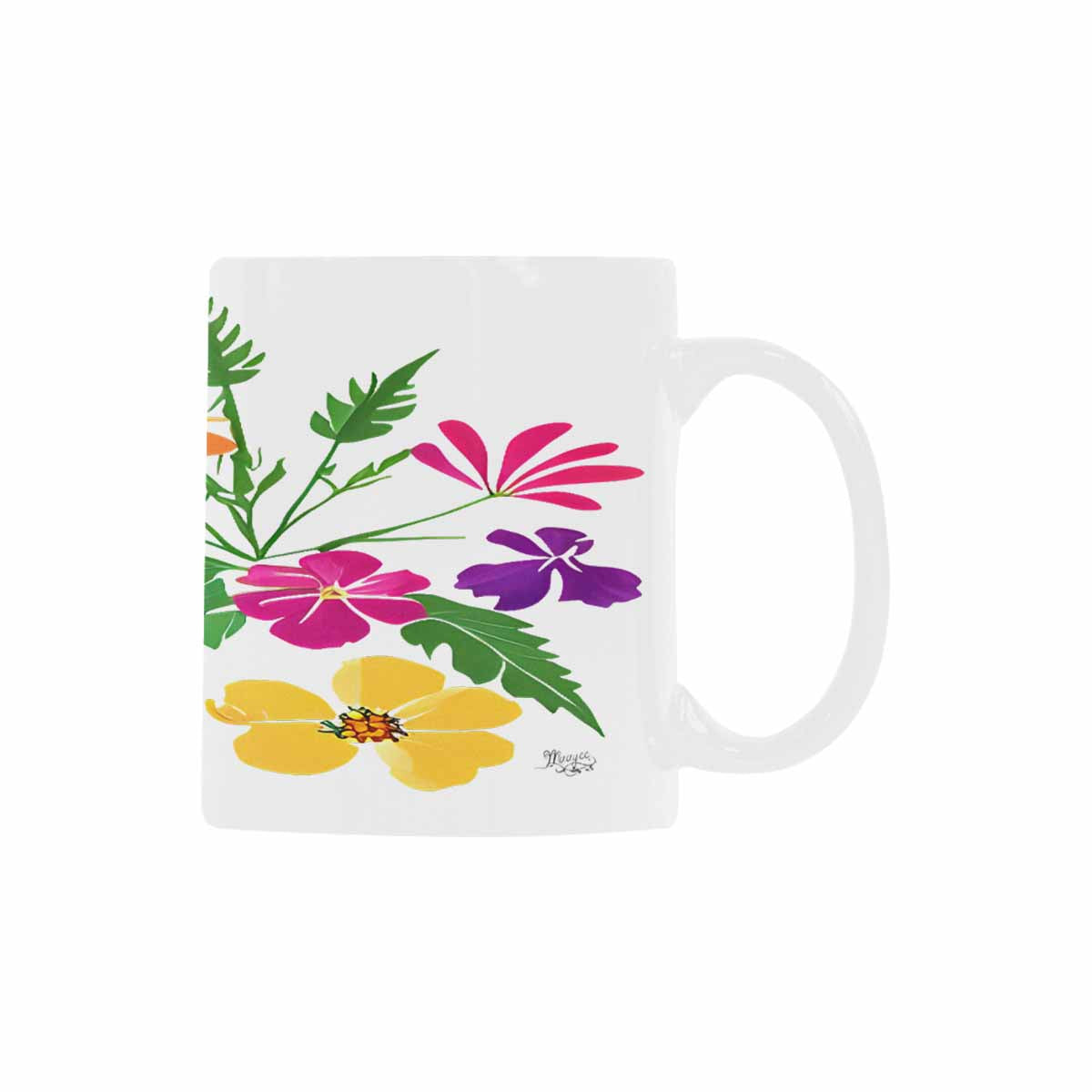 USA made Quality Mug, coffee mug, tea cup, Bright florals, Set 2, design 78