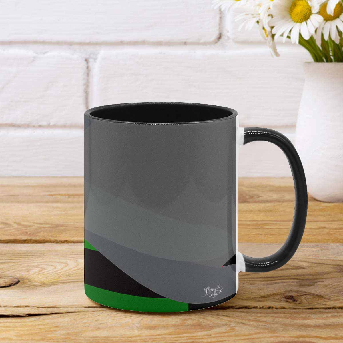 Coffee Mug, tea cup, black core, abstract, design 24