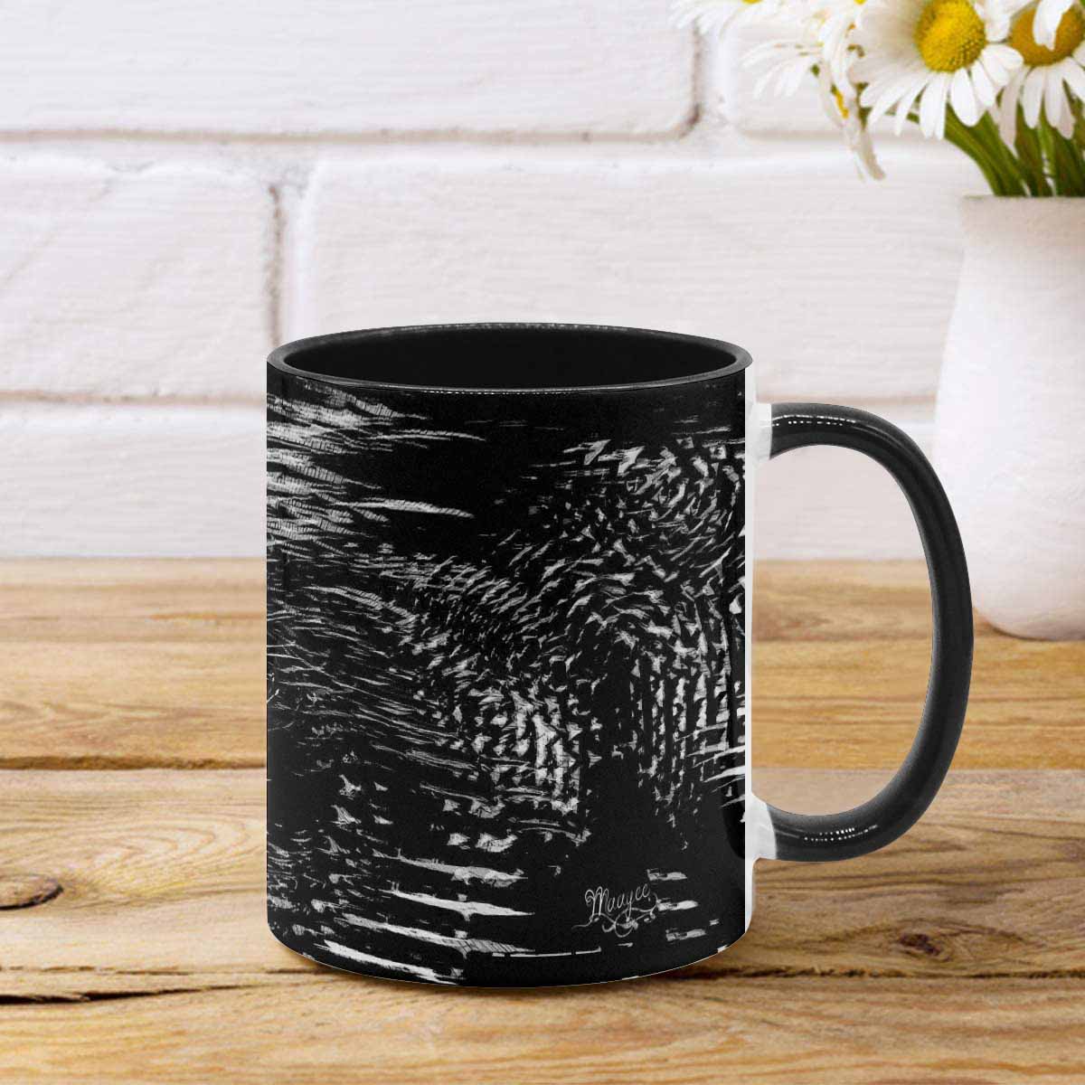 Coffee Mug, tea cup, black core, abstract, design 48