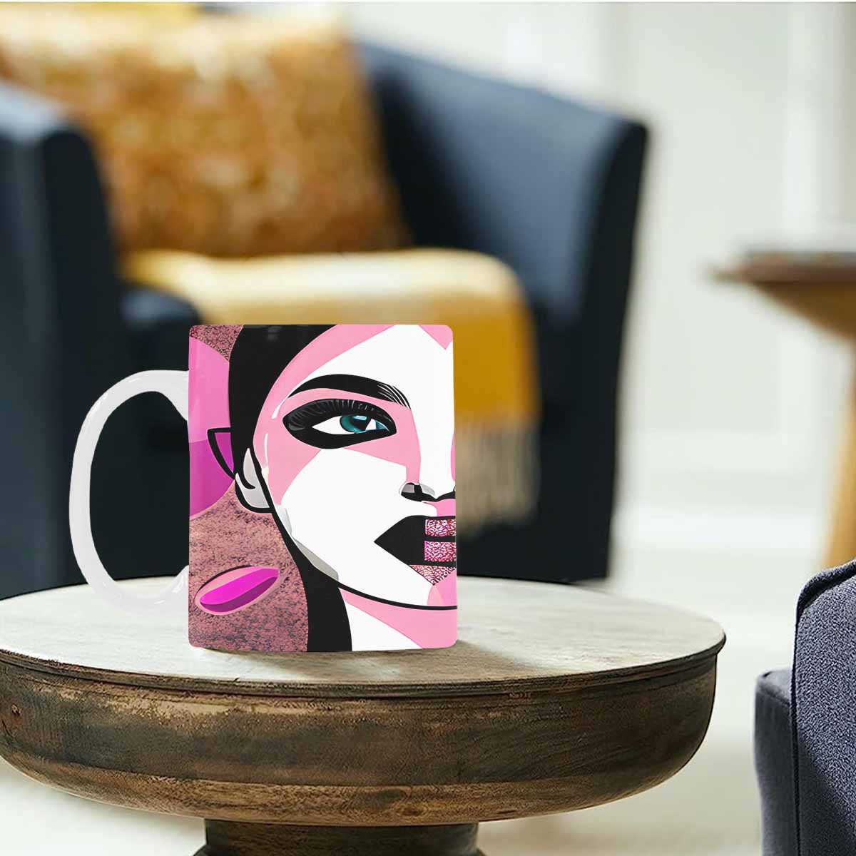 Coffee Mug, tea cup,caucasian Face, design 44