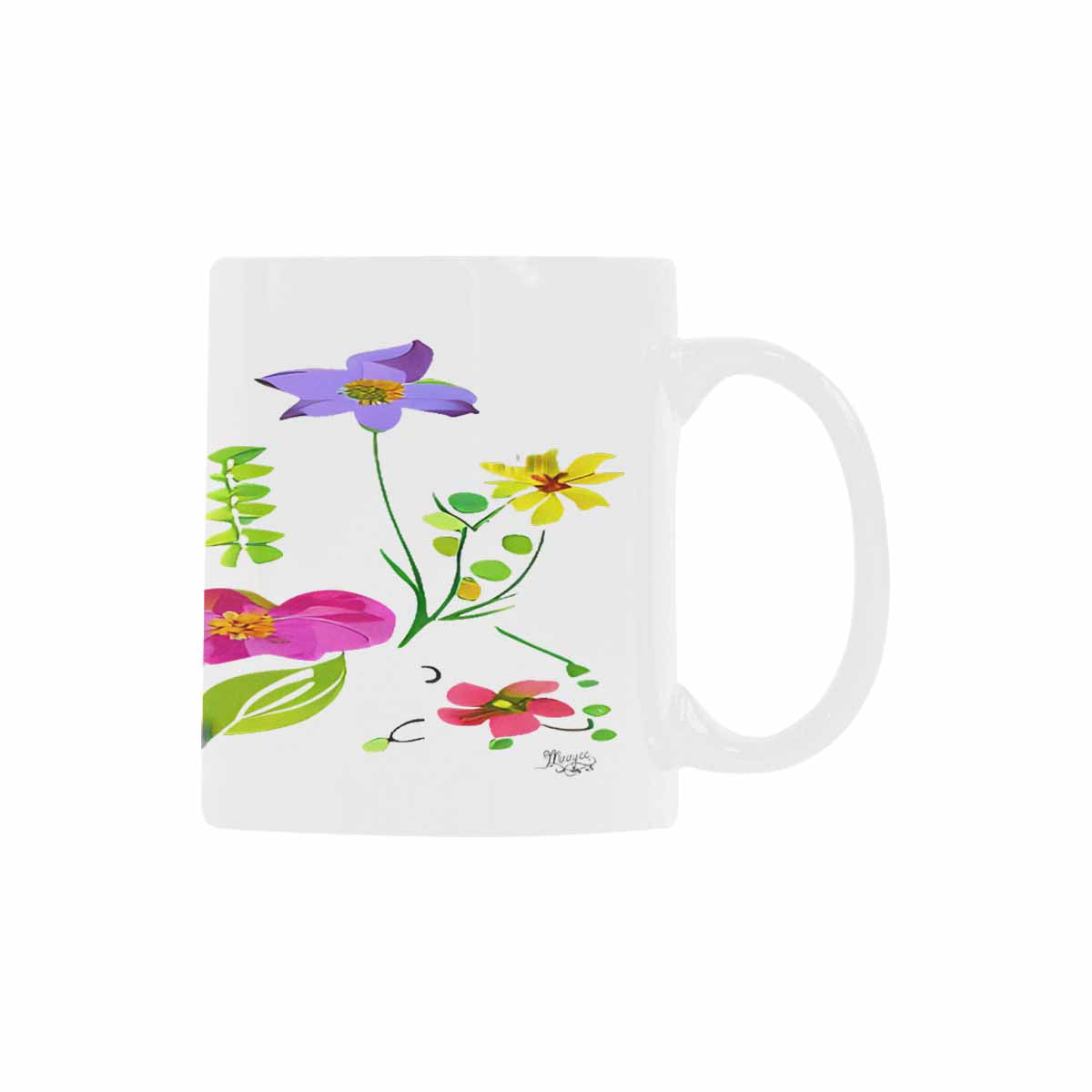 USA made Quality Mug, coffee mug, tea cup, Bright florals, Set 2, design 89