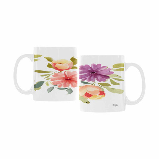 USA made Quality Mug, coffee mug, tea cup, Bright florals, Set 2, design 42