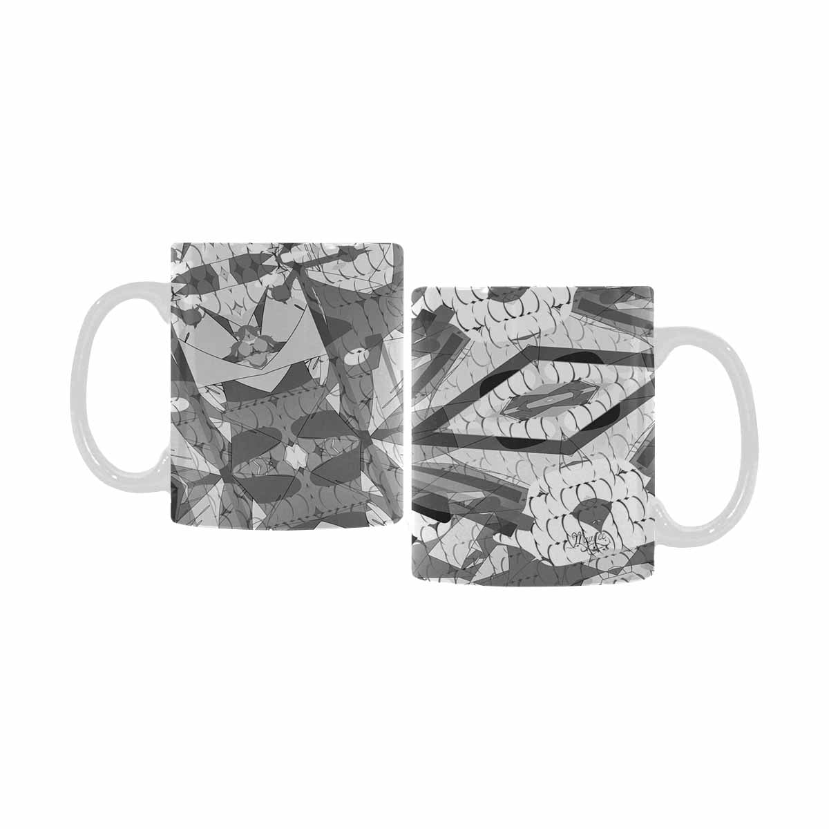 Quality Mug, coffee mug, tea cup, B & W Abstract, Set 1, design 1