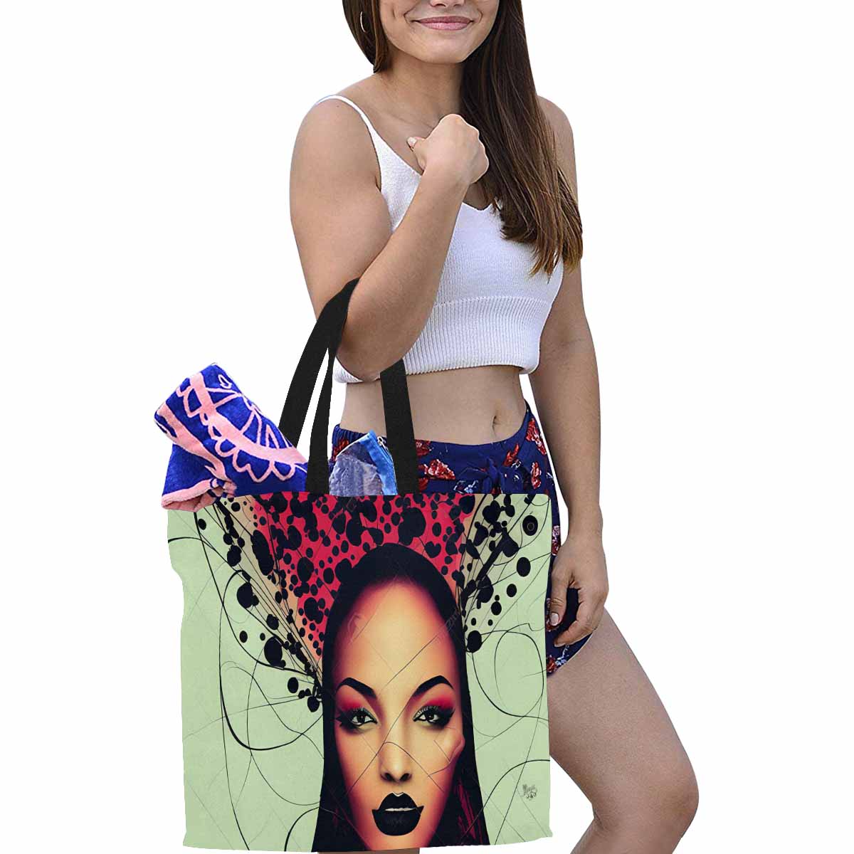 Canvas tote bag, Large, Black Faces, Set 1, design 68