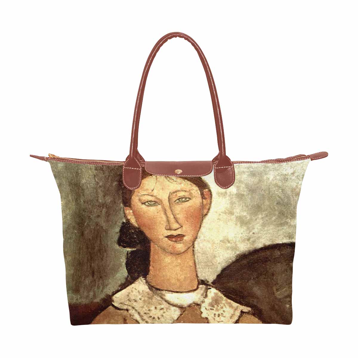 Classic handbag, Modigliani design, choice of 2 colors, Girl in a yellow dress