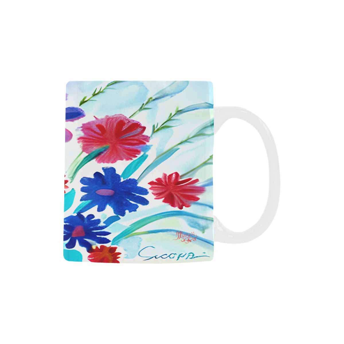 USA made Quality Mug, coffee mug, tea cup, Bright florals, Set 1, Design 115