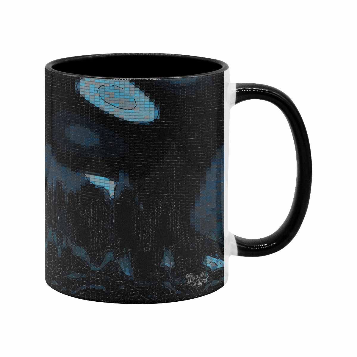 Coffee Mug, tea cup, black core, abstract, design 80