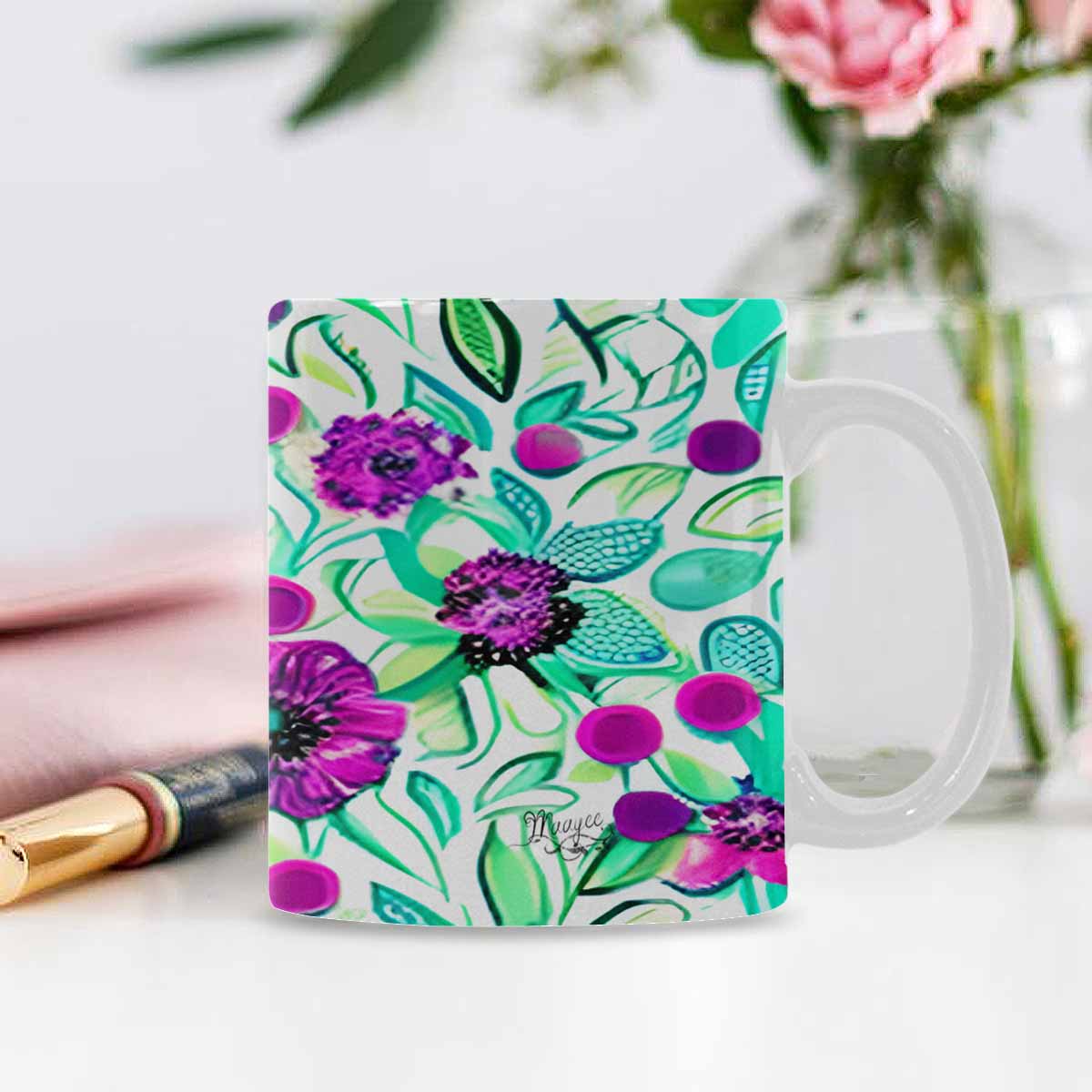 Quality Mug, coffee mug, tea cup, Bright florals, Set 1, Design 133