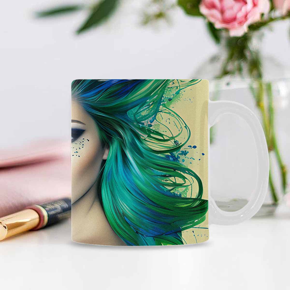 USA, Color Coffee Mug, tea cup, caucasian Face, design 30