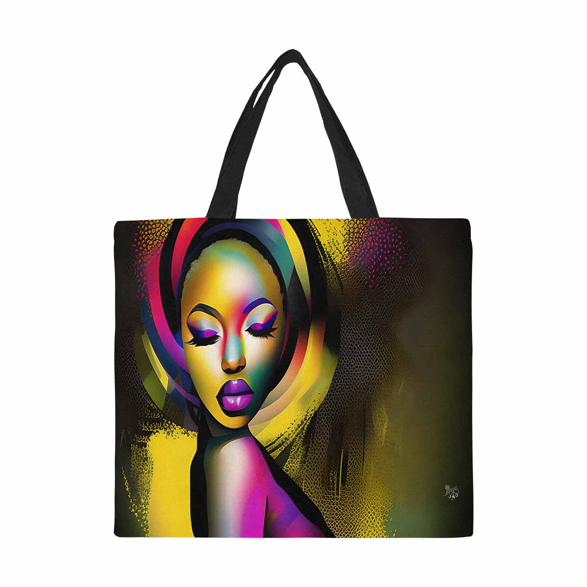 Canvas tote bag, Large, Black Faces, Set 1, design 32