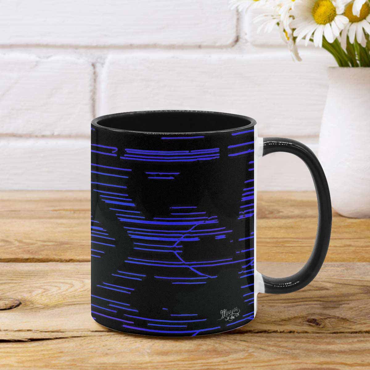 Coffee Mug, tea cup, black core, abstract, design 128